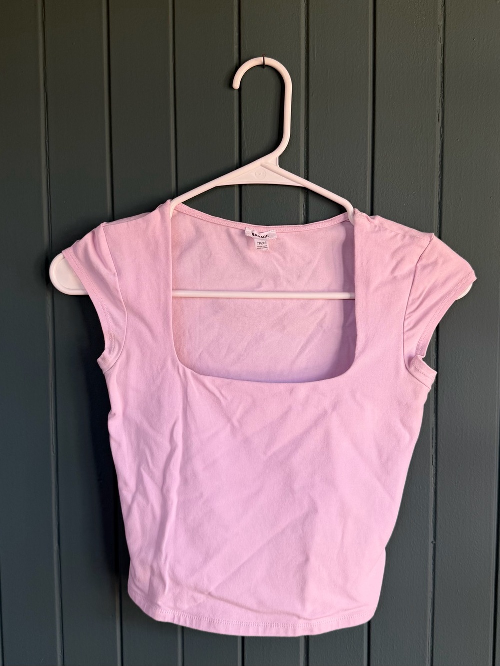 Garage Light Pink Square Neck Cap Sleeve Tee